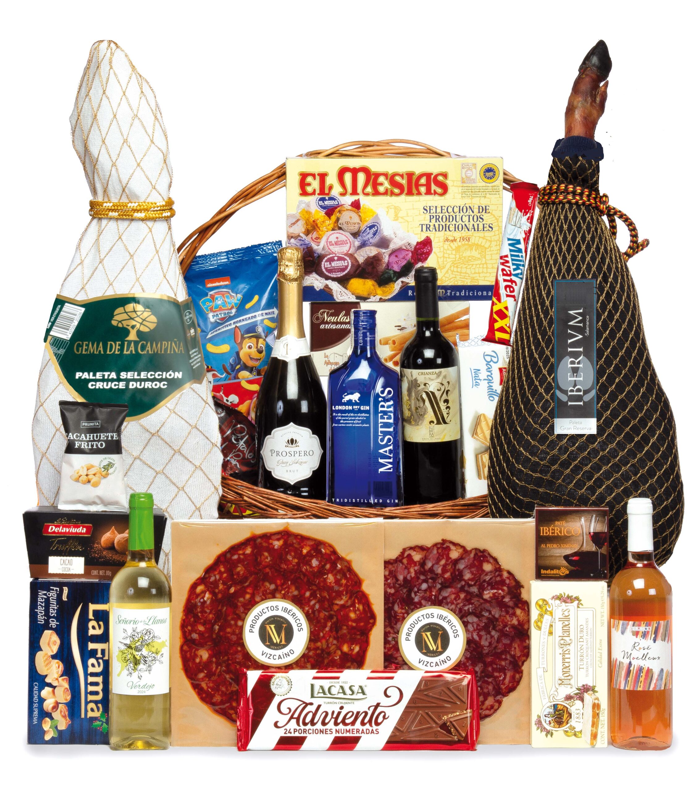 CESTA SURTIDA PALETA DE IBERICOS IZQUIERDO GRAN RESERVA IBERIUM 405